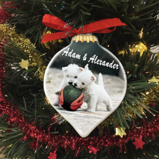 Pallina Piatta Natale Cane Foto